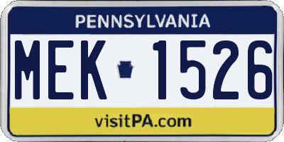 PA license plate MEK1526