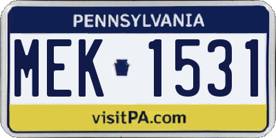 PA license plate MEK1531