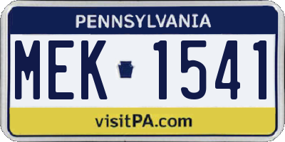 PA license plate MEK1541