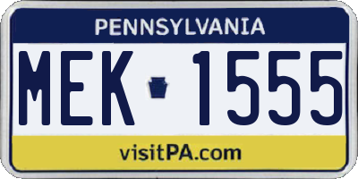 PA license plate MEK1555