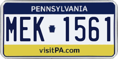 PA license plate MEK1561