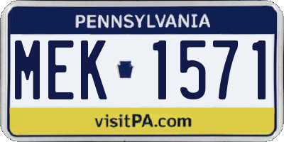 PA license plate MEK1571