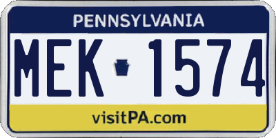 PA license plate MEK1574