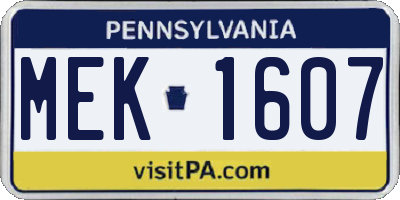 PA license plate MEK1607