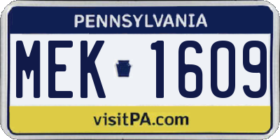PA license plate MEK1609