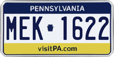 PA license plate MEK1622