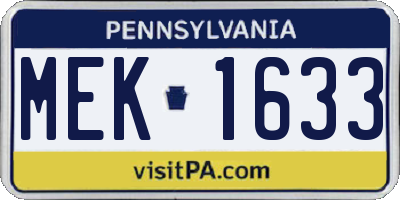 PA license plate MEK1633