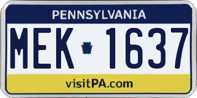PA license plate MEK1637