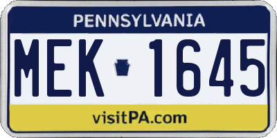 PA license plate MEK1645
