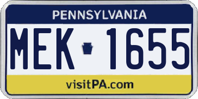 PA license plate MEK1655