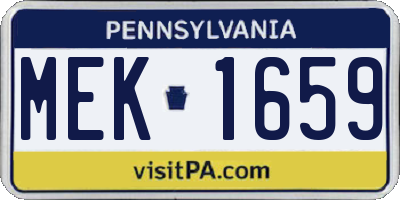 PA license plate MEK1659