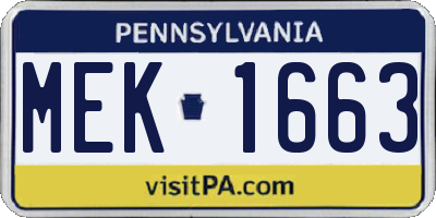 PA license plate MEK1663