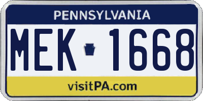 PA license plate MEK1668