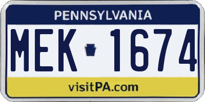 PA license plate MEK1674