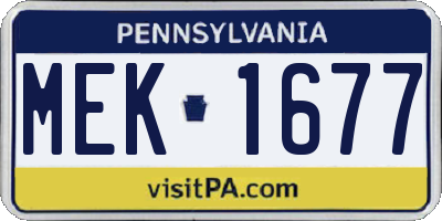 PA license plate MEK1677