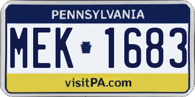 PA license plate MEK1683