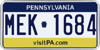 PA license plate MEK1684