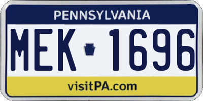 PA license plate MEK1696