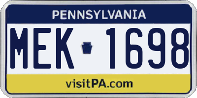 PA license plate MEK1698