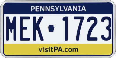 PA license plate MEK1723