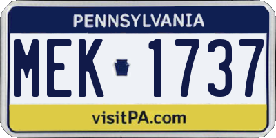 PA license plate MEK1737