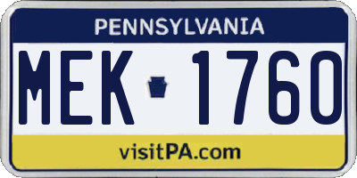 PA license plate MEK1760