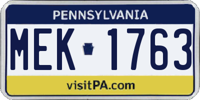 PA license plate MEK1763