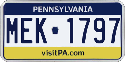 PA license plate MEK1797