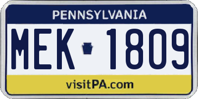 PA license plate MEK1809