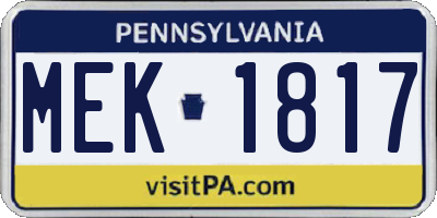 PA license plate MEK1817