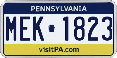 PA license plate MEK1823