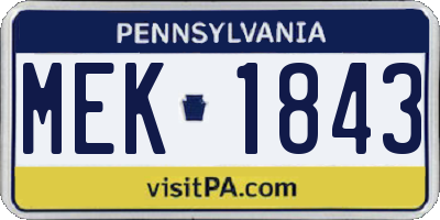PA license plate MEK1843