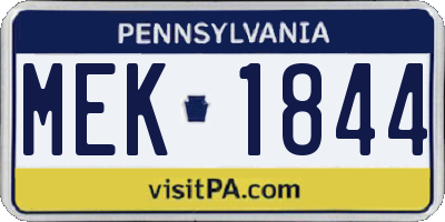 PA license plate MEK1844