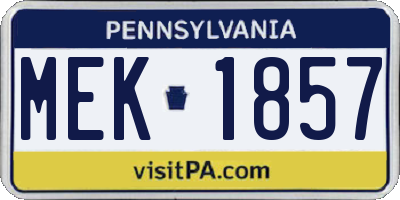 PA license plate MEK1857