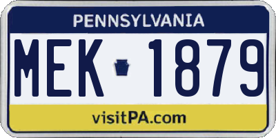 PA license plate MEK1879