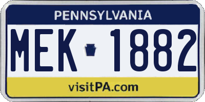 PA license plate MEK1882