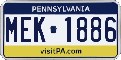 PA license plate MEK1886