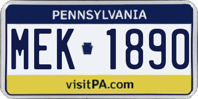 PA license plate MEK1890