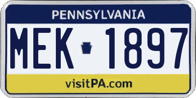 PA license plate MEK1897