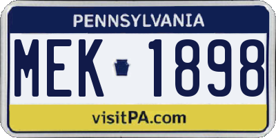PA license plate MEK1898