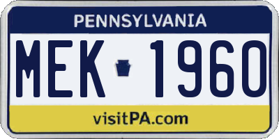 PA license plate MEK1960