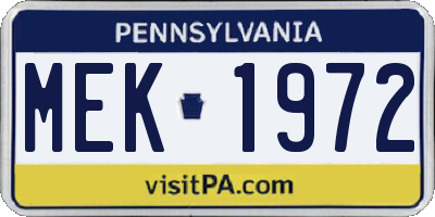 PA license plate MEK1972