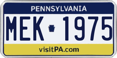 PA license plate MEK1975