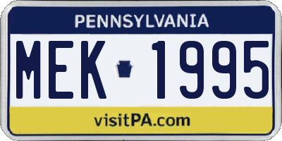 PA license plate MEK1995