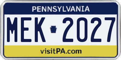 PA license plate MEK2027