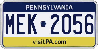 PA license plate MEK2056