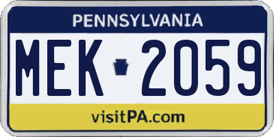 PA license plate MEK2059