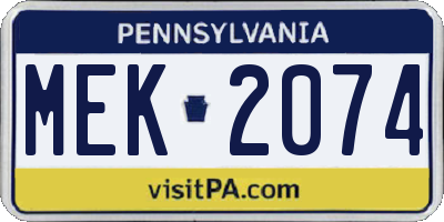 PA license plate MEK2074