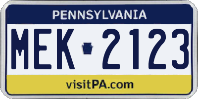 PA license plate MEK2123