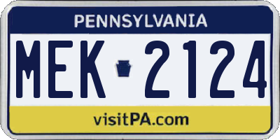 PA license plate MEK2124